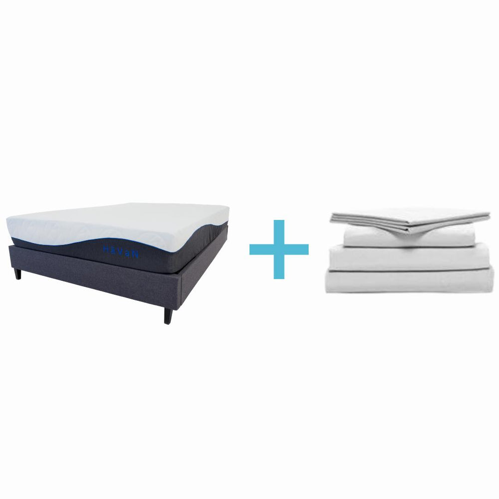 10" Essential Bundle includes 10" Rejuvenate Haven mattress with your choice of either Bedface Percale or Sateen Sheet Set