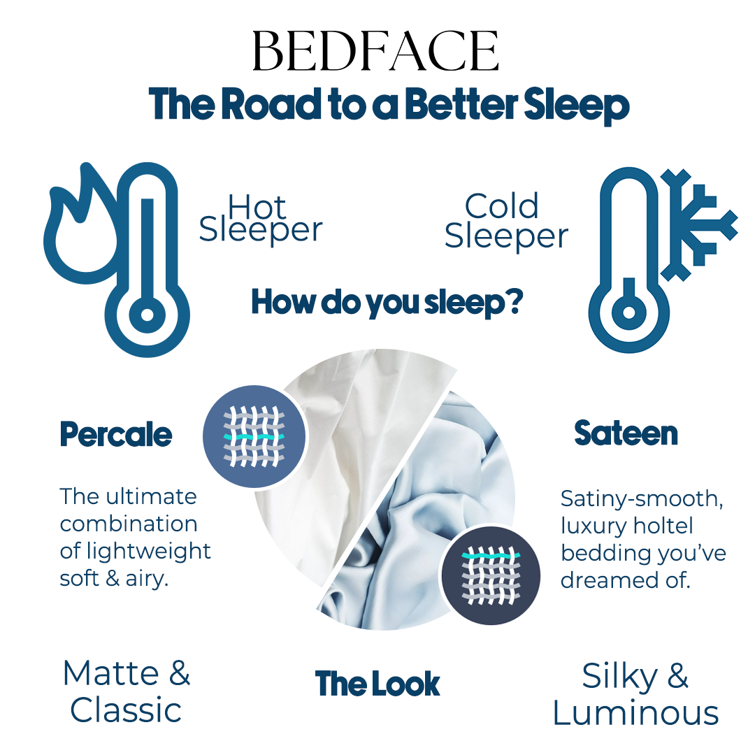 Sateen Duvet Cover (Navy, Grey or White)