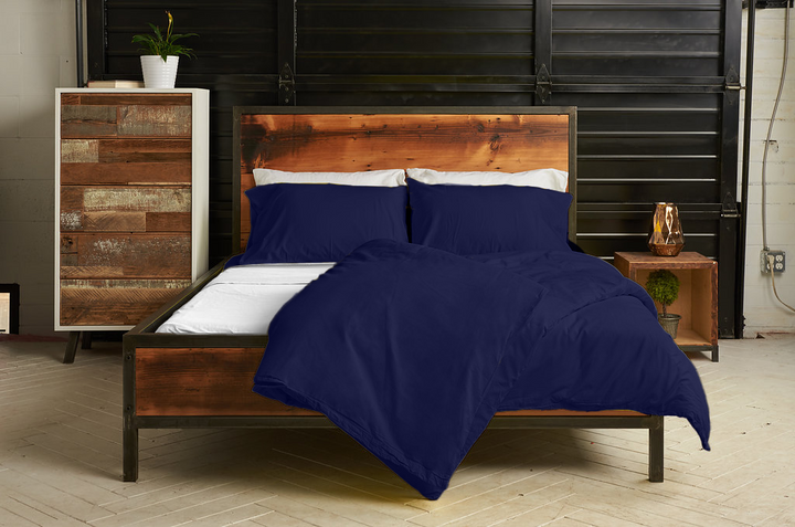 Percale Duvet Cover (Navy, Grey or White)