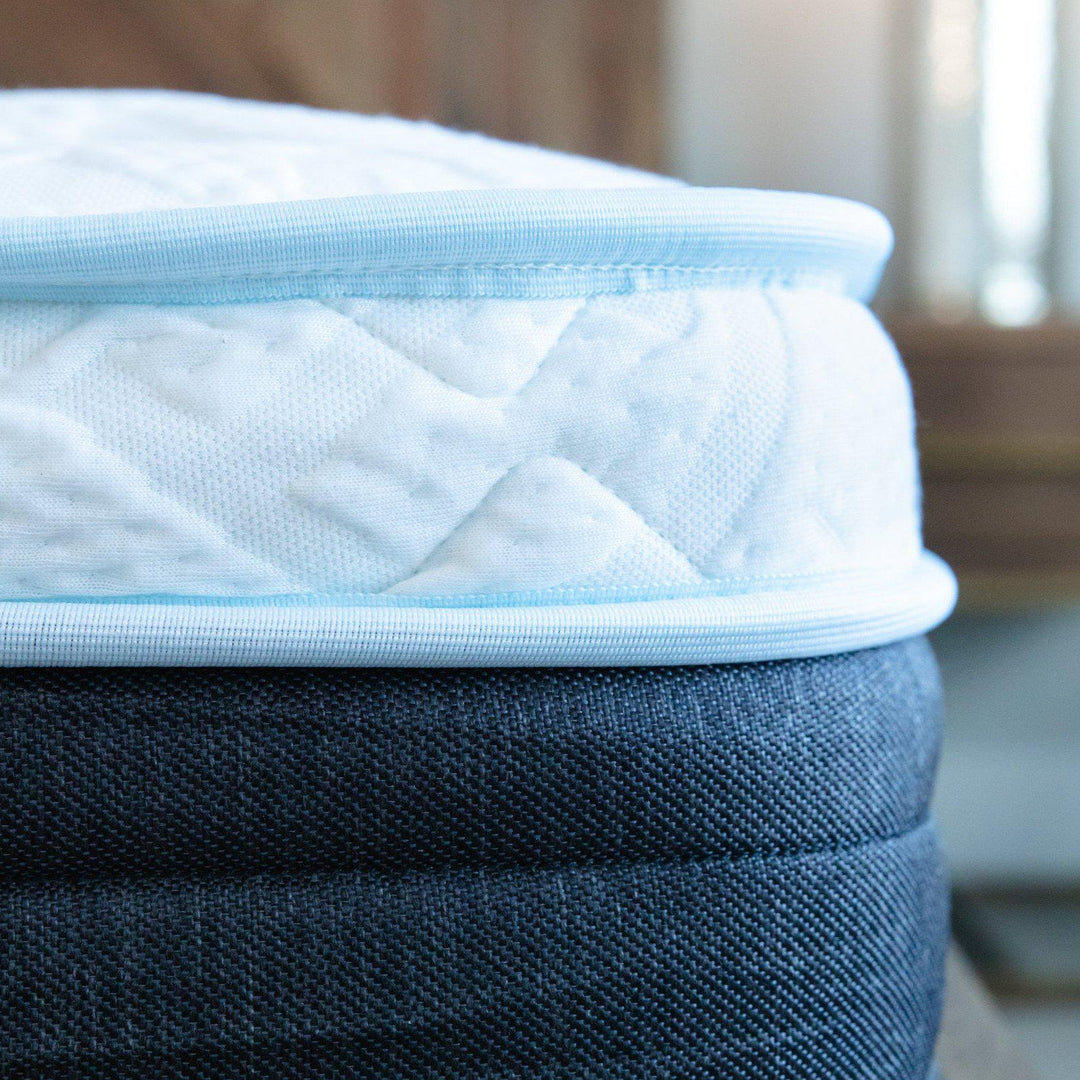 Edge of 12" Hybrid Eurotop Mattress showcasing the stitching and craftmanship of the mattress