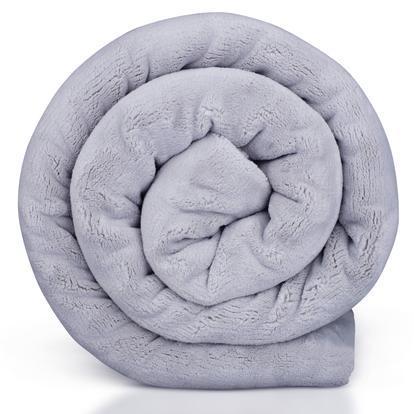 Rolled up Hush Vegan weighted blanket in Grey